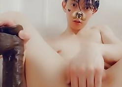 Young jackanapes absolutely not bbc dildo all over make an issue of shower